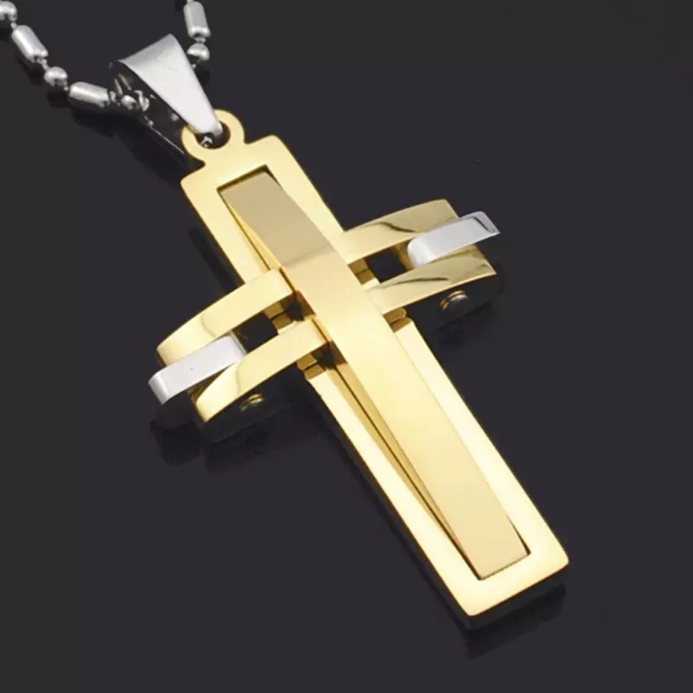 Unisex Stainless Steel Cross Pendant Necklace - Picture 6 of 12